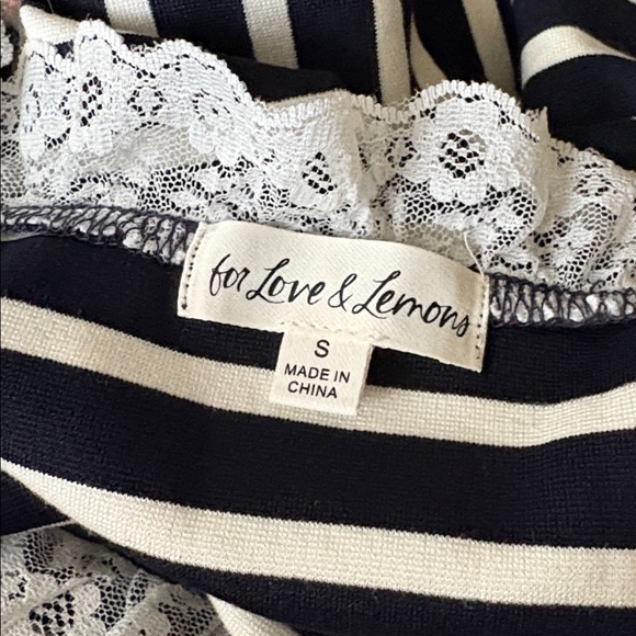 $119 NWOT Black For Love And Lemons “Suzette” Striped Top Sz Small - Picture 4 of 8